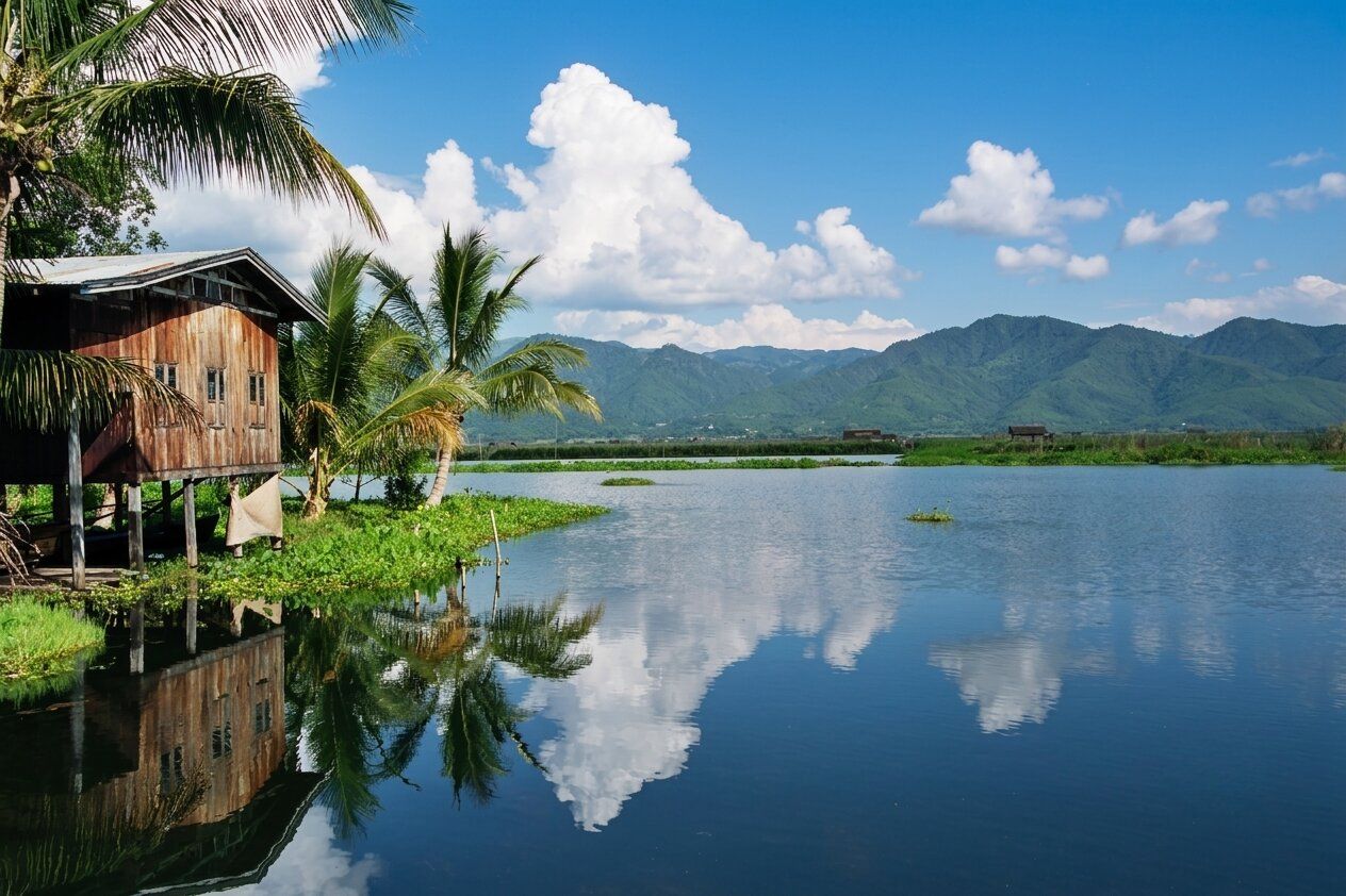 A House Beside Inle Lake In Myanmar