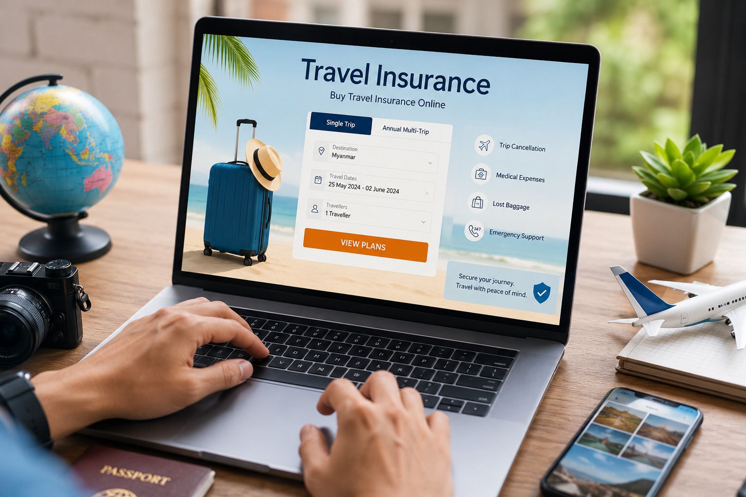 A Person Booking Travel Insurance Online