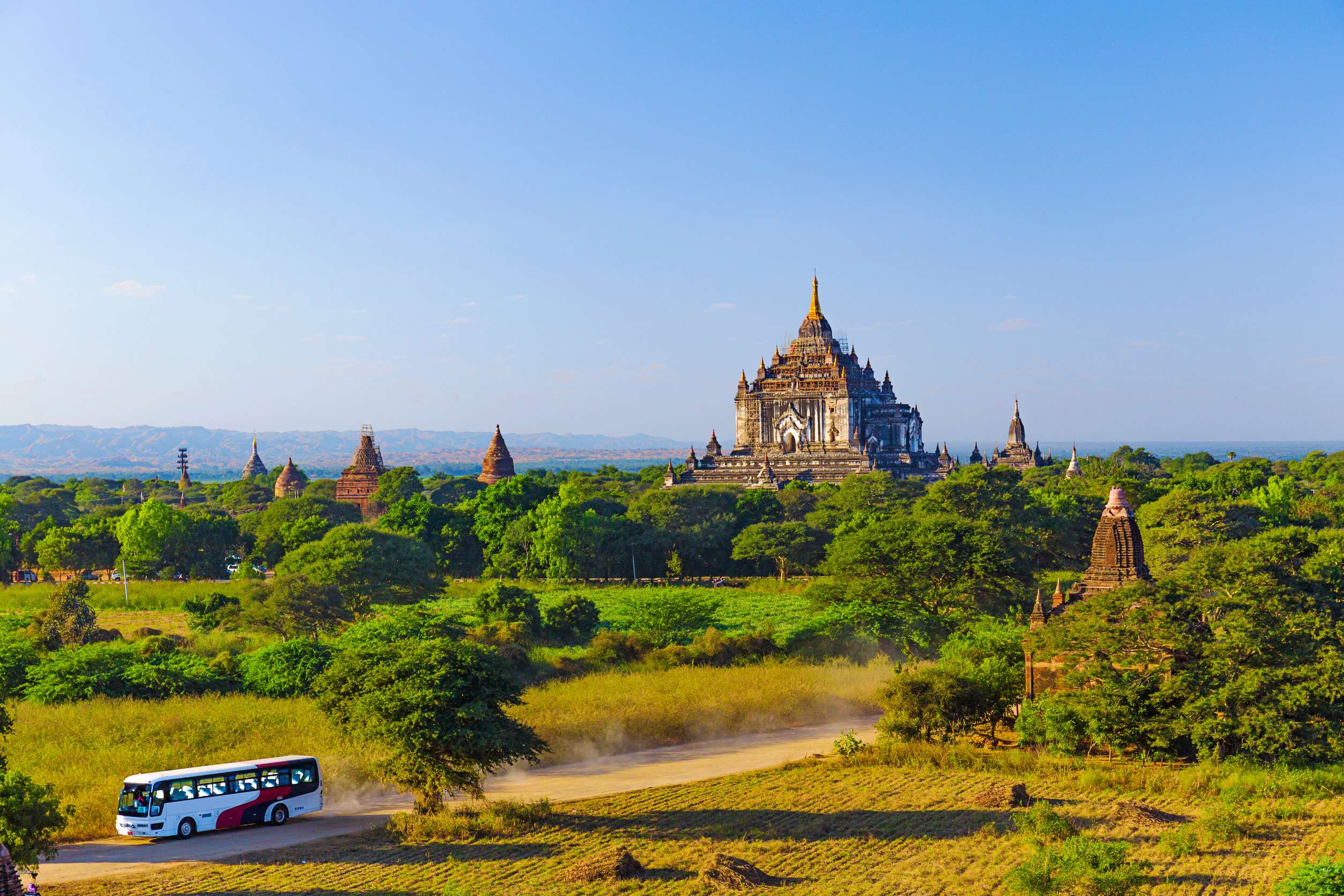 Bagan Buddha Tower at Day Famous Place in Myanmar Burma