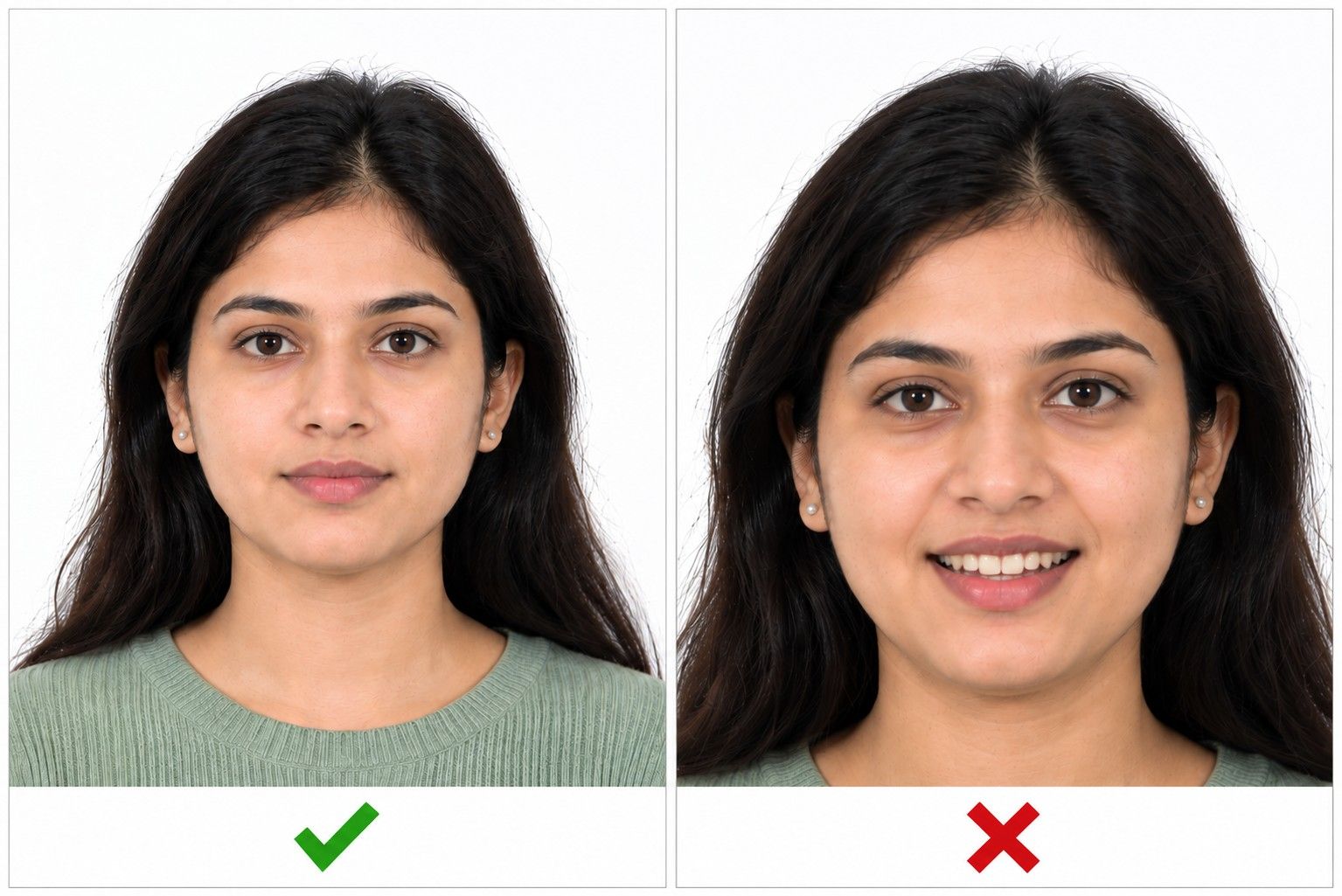 Correct And Incorrect Face Expression Photo