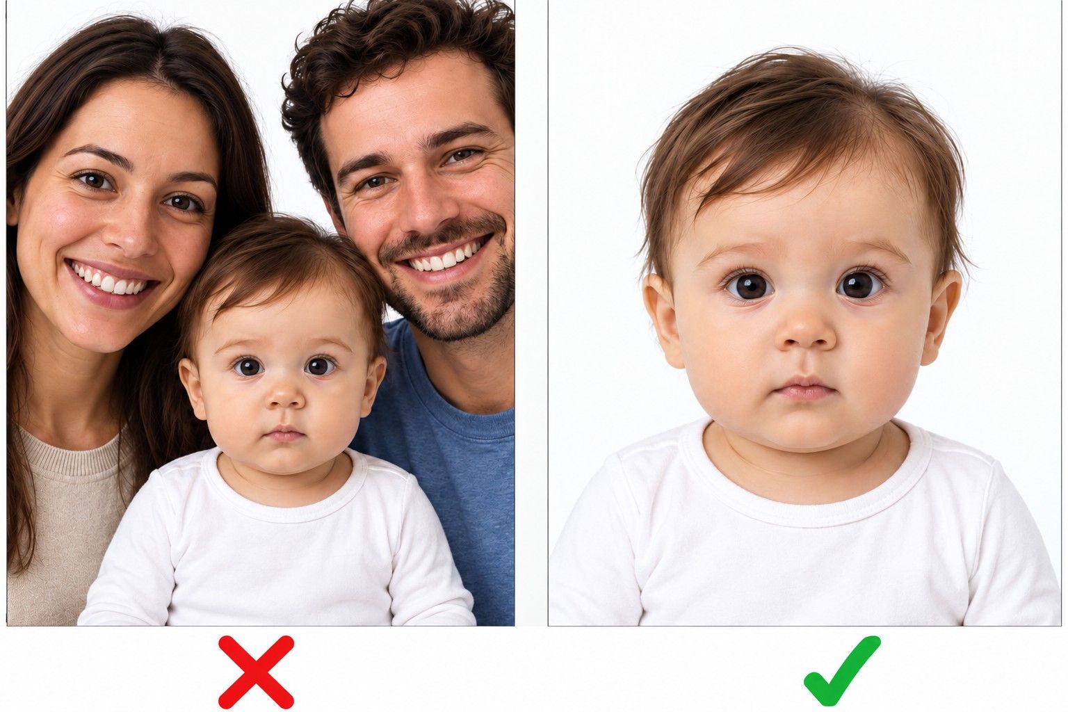 Correct And Incorrect Infant Photo