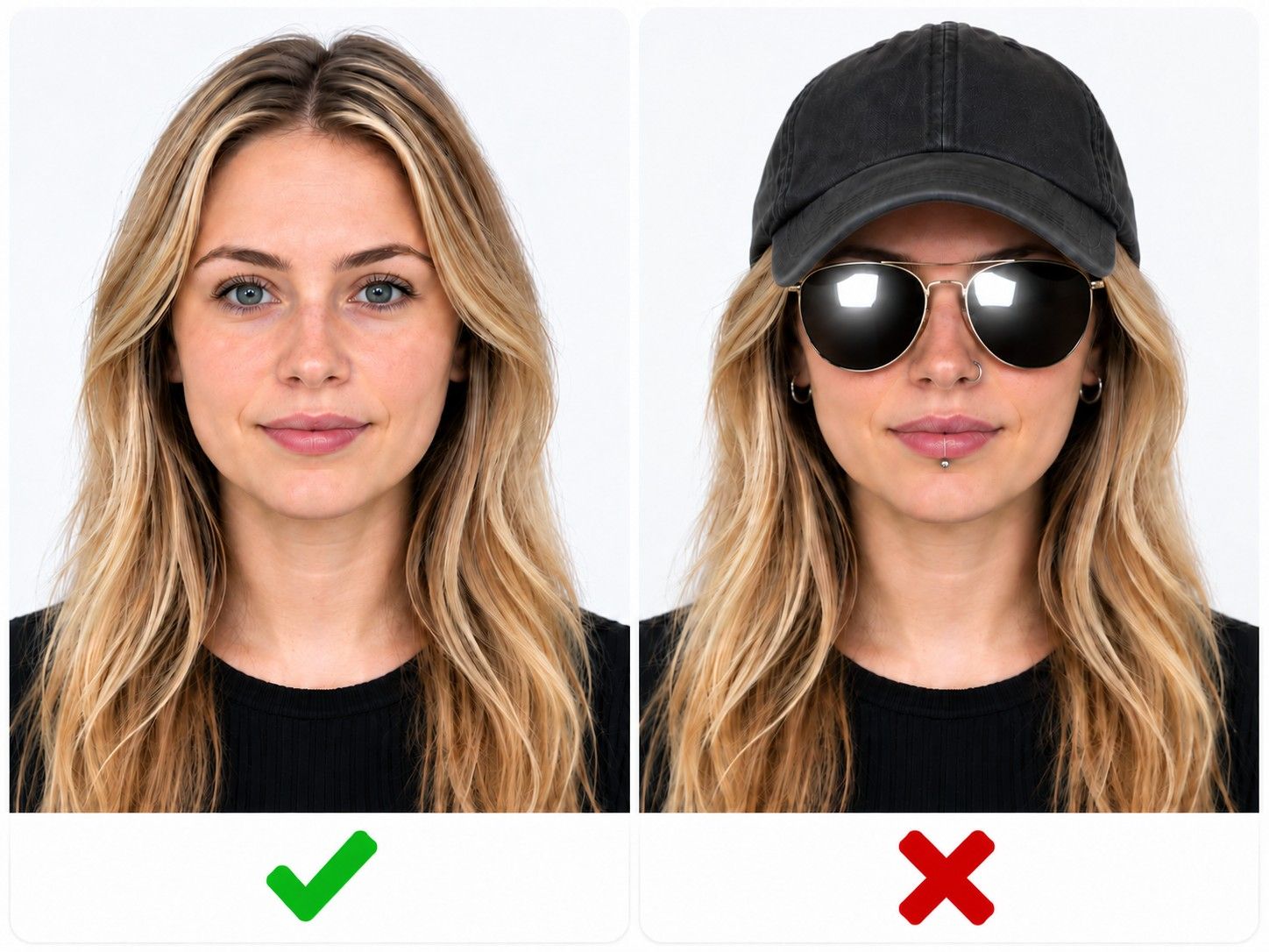 Correct And Incorrect Passport Photo Accessories