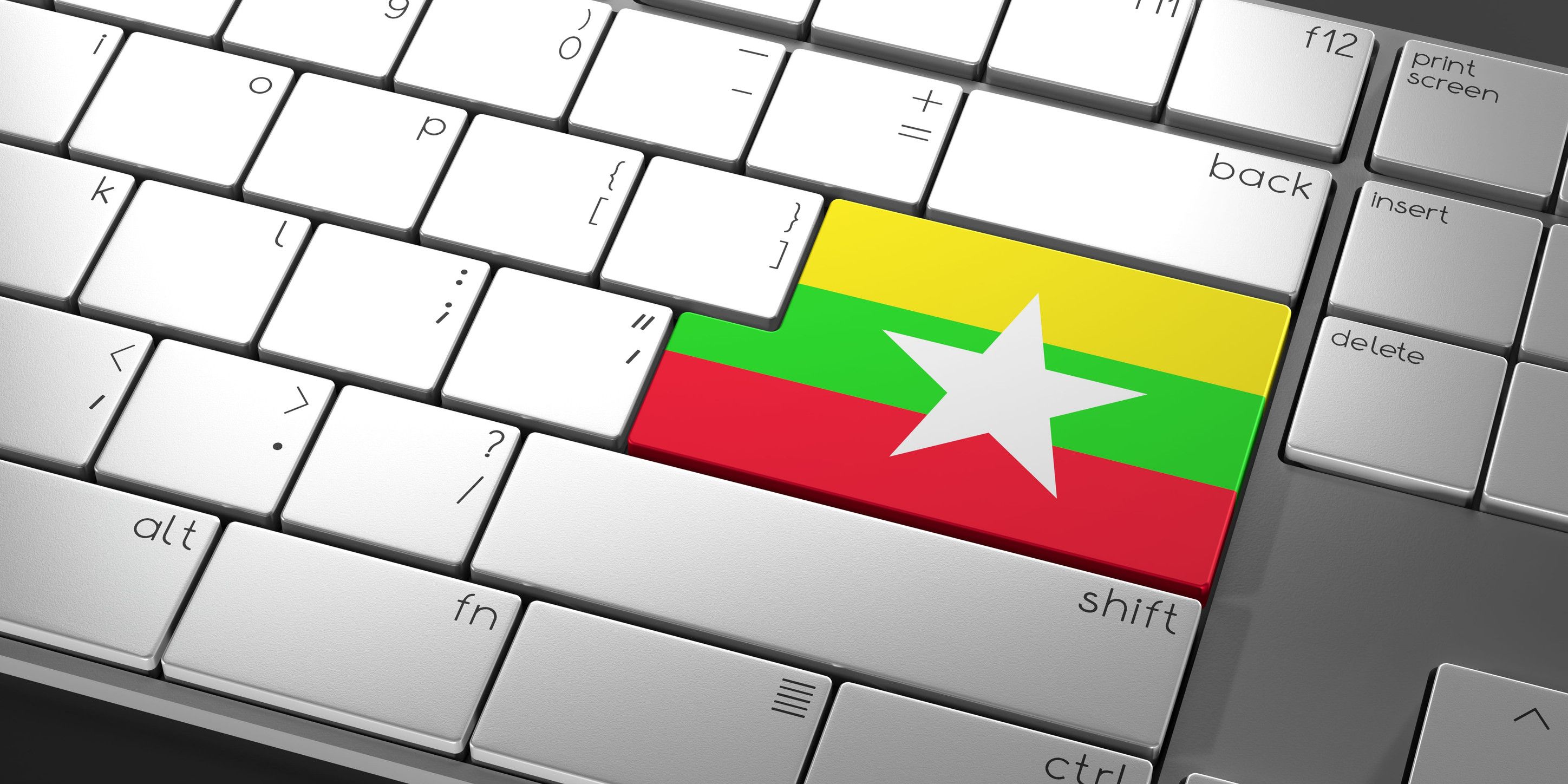 Flag Of Myanmar On A Keyboard