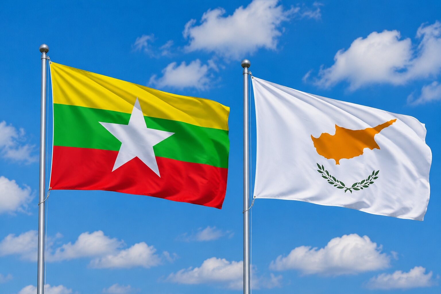 Flags of Myanmar and Cyprus