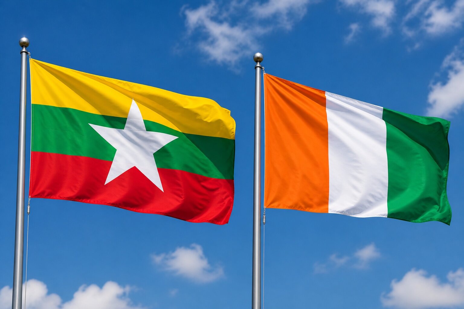 Flags of Myanmar and Cote d'Ivoire