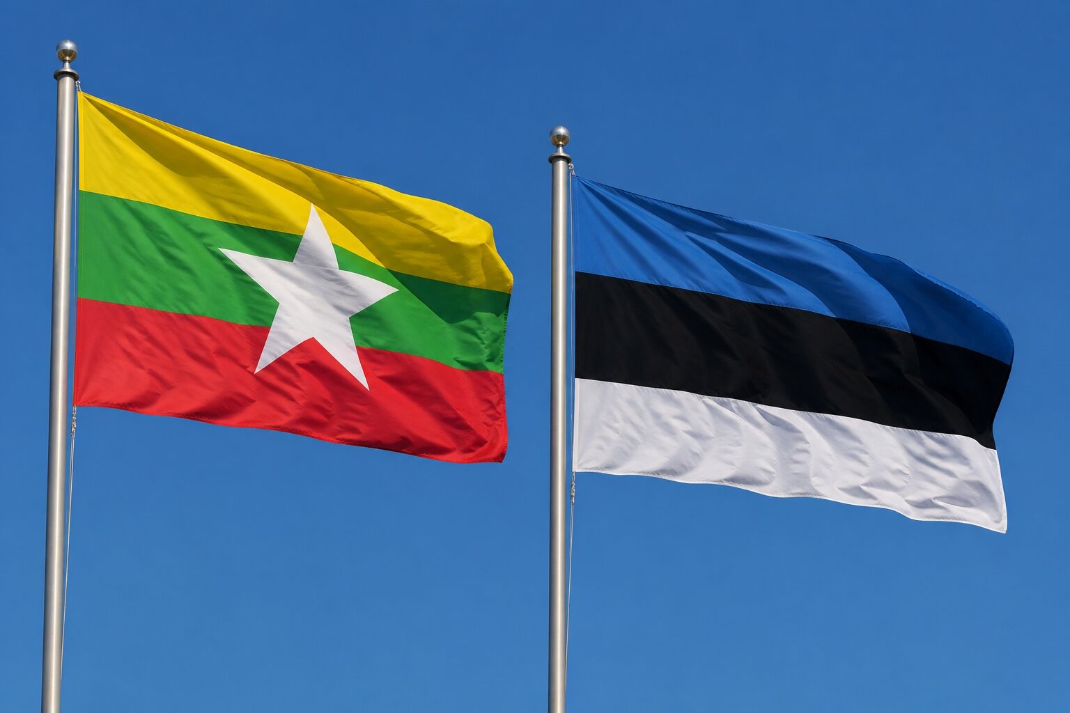 Flags of Myanmar and Estonia
