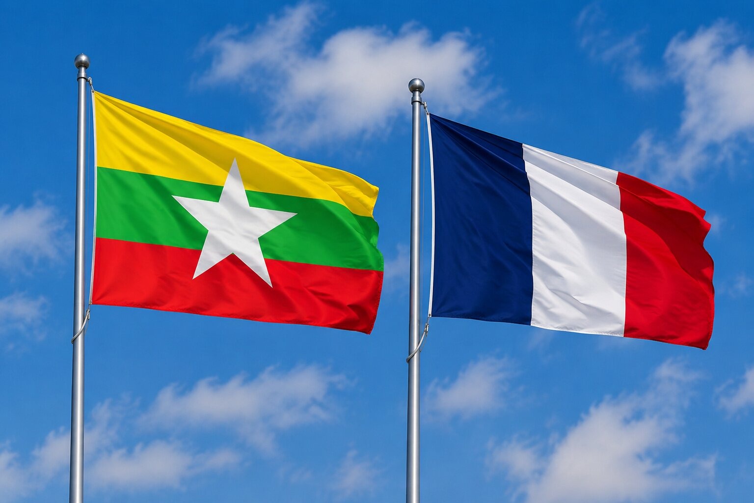 Flags of Myanmar and France