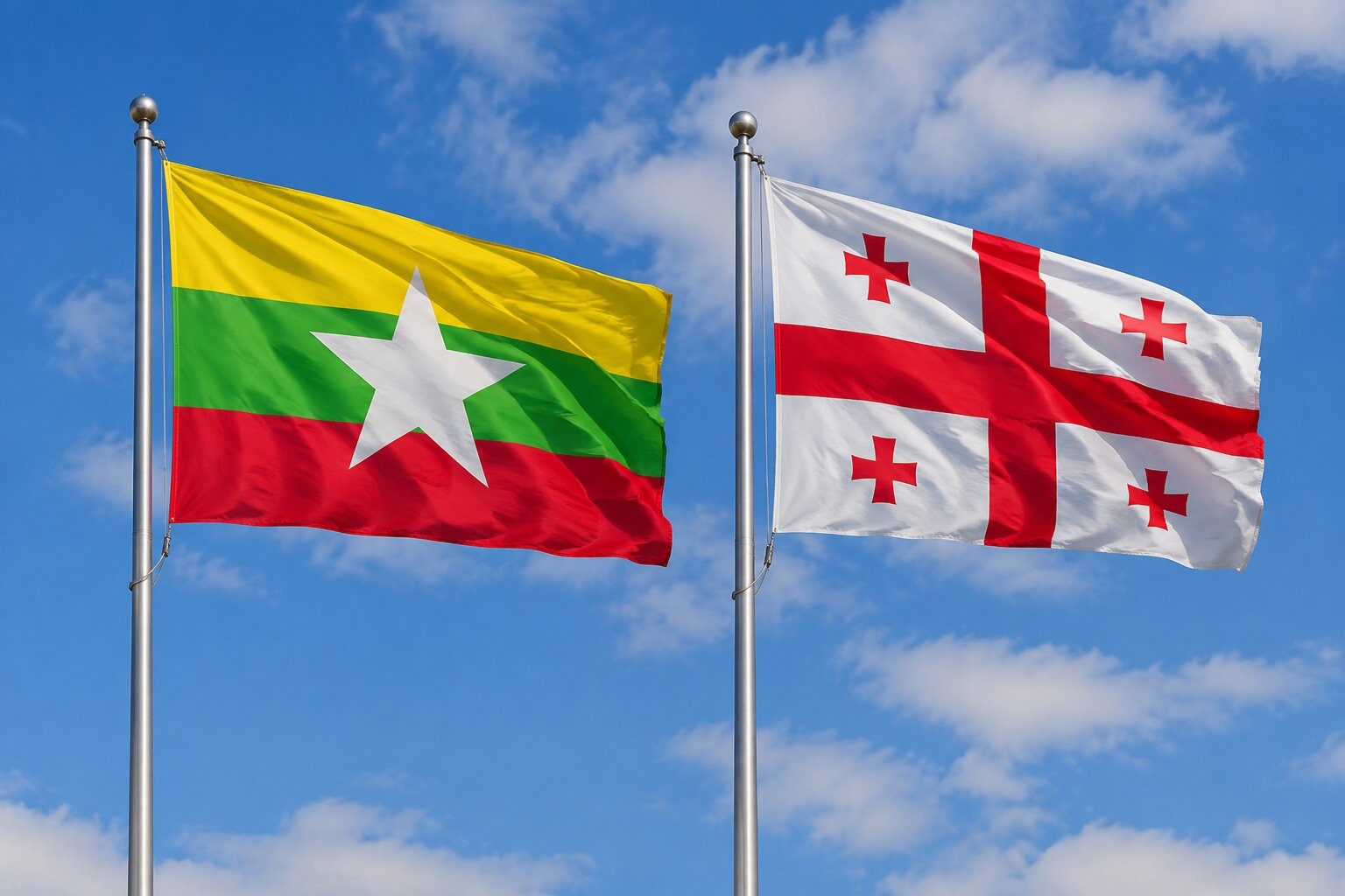 Flags of Myanmar and Georgia