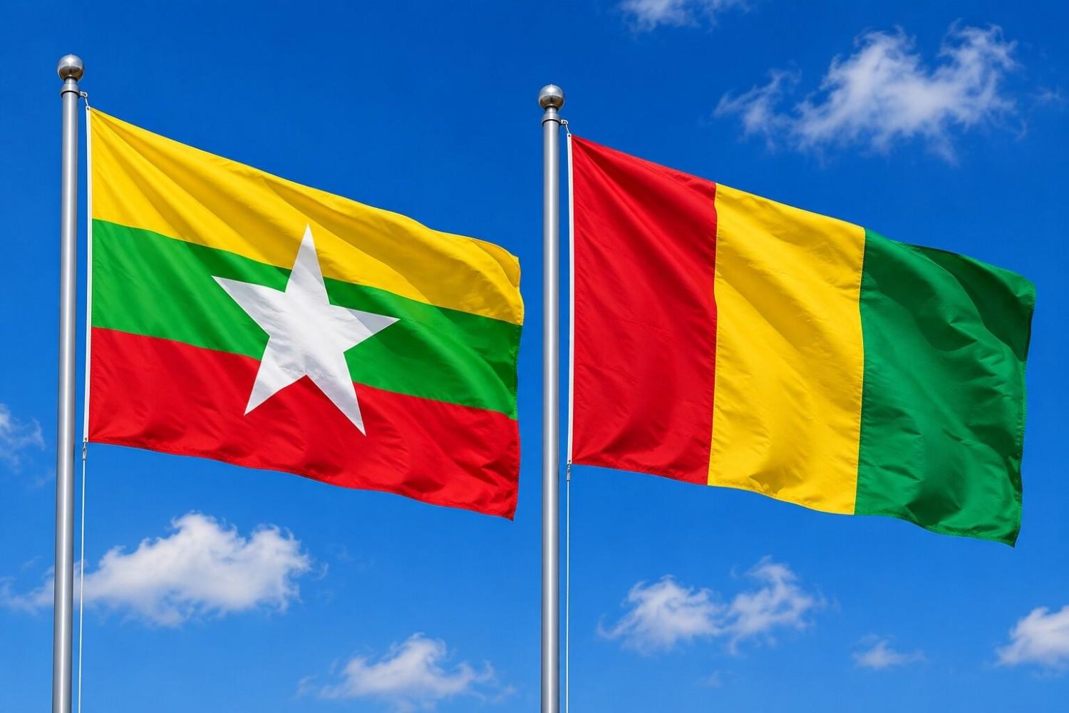 Flags of Myanmar and Guinea
