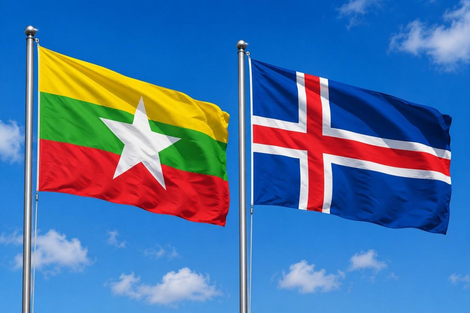 Flags of Myanmar and Iceland