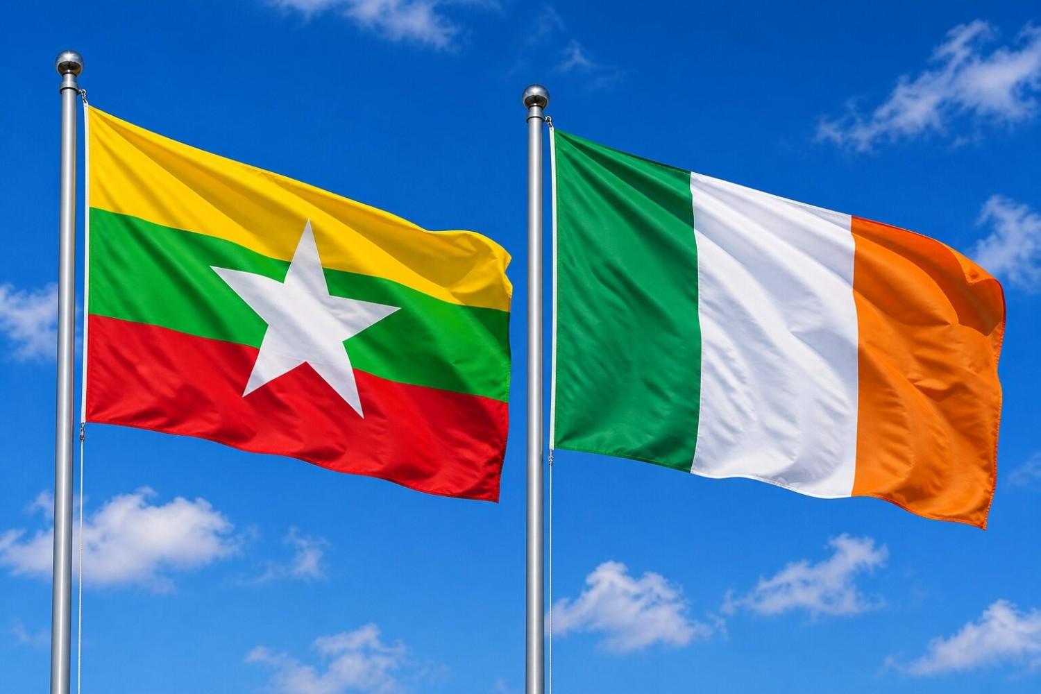 Flags of Myanmar and Ireland