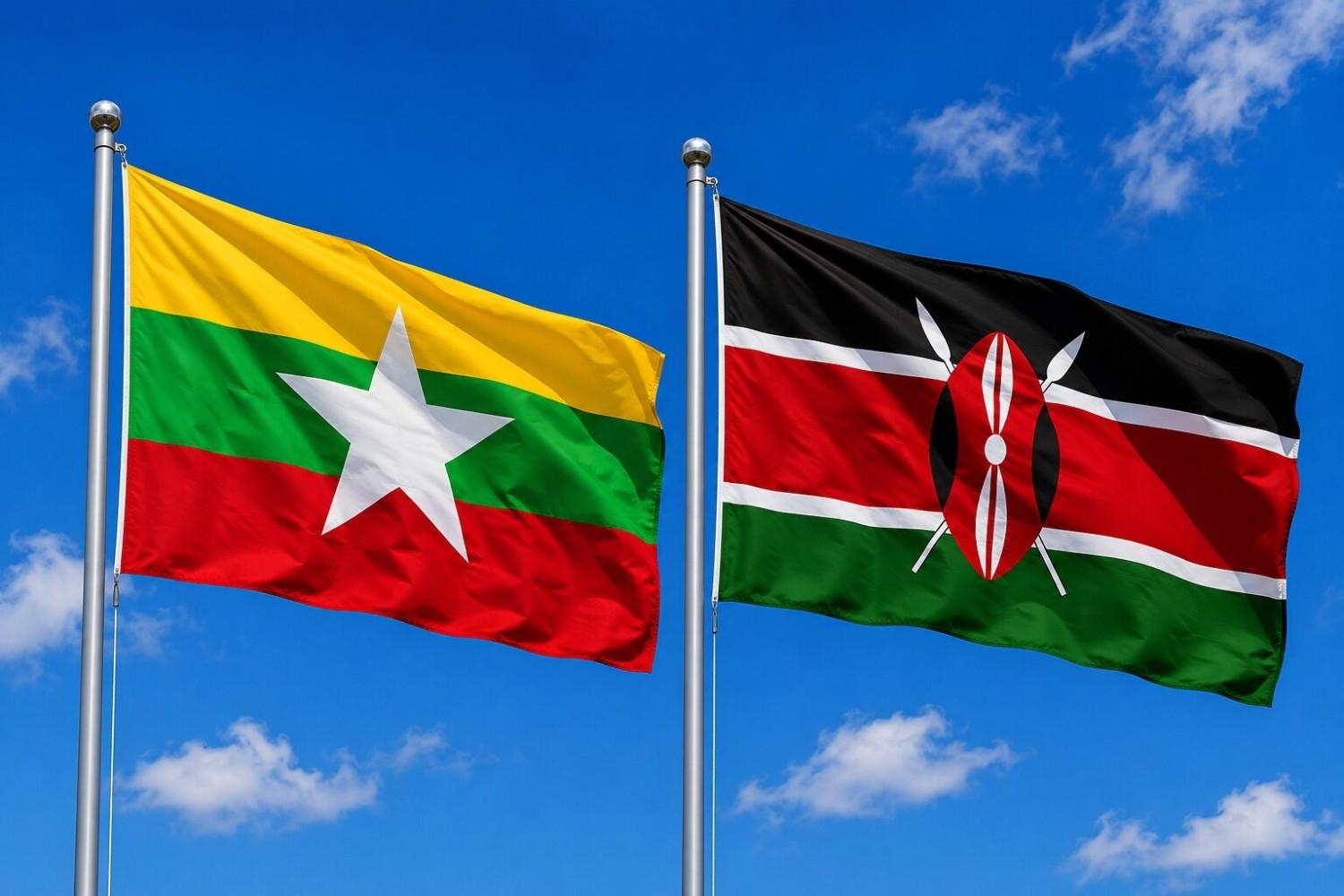 Flags of Myanmar and Kenya