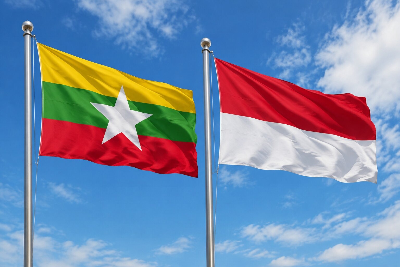 Flags of Myanmar and Monaco