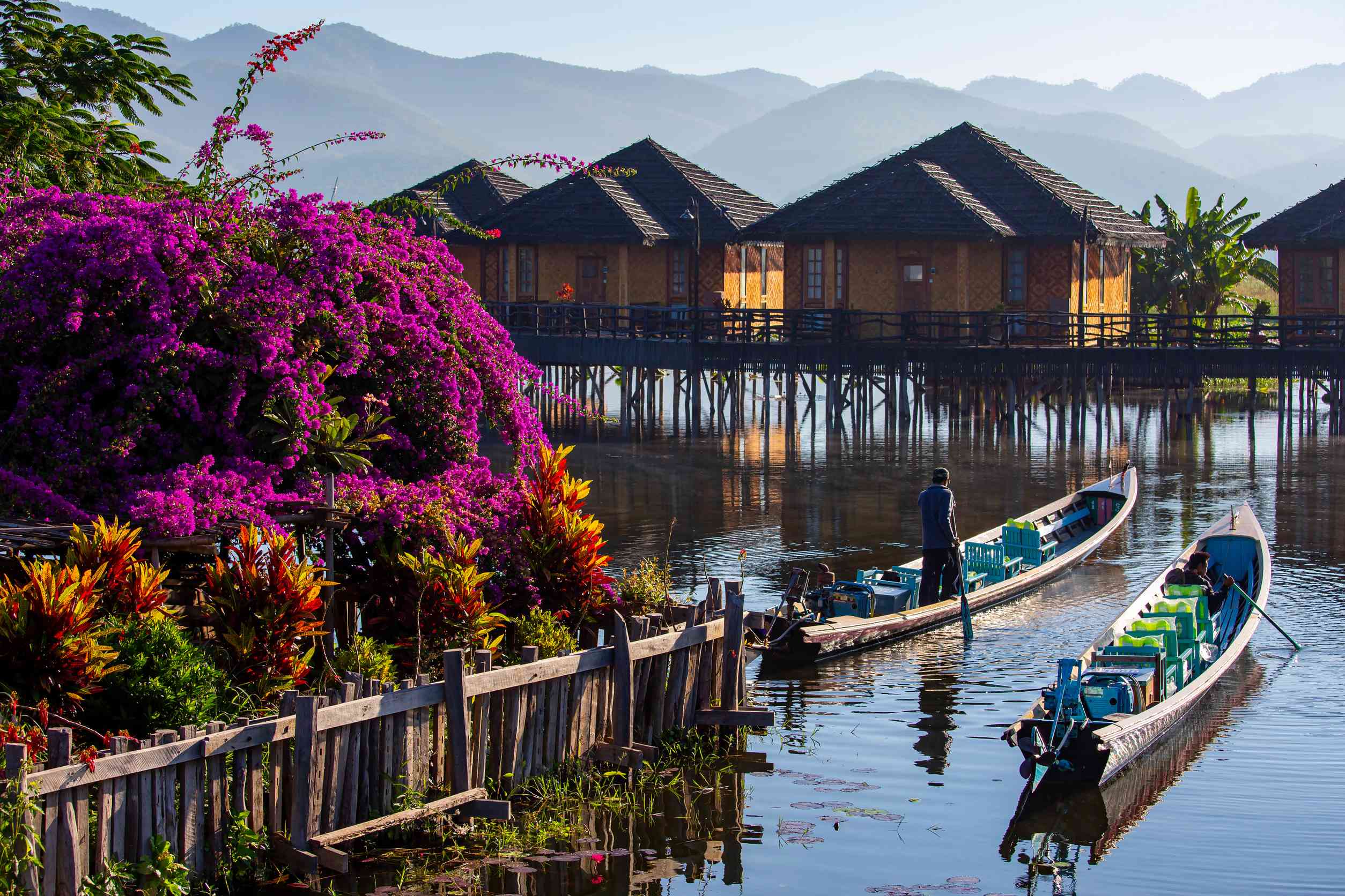 Floating Village On Inle Lake In Shan State Myanmar Burma