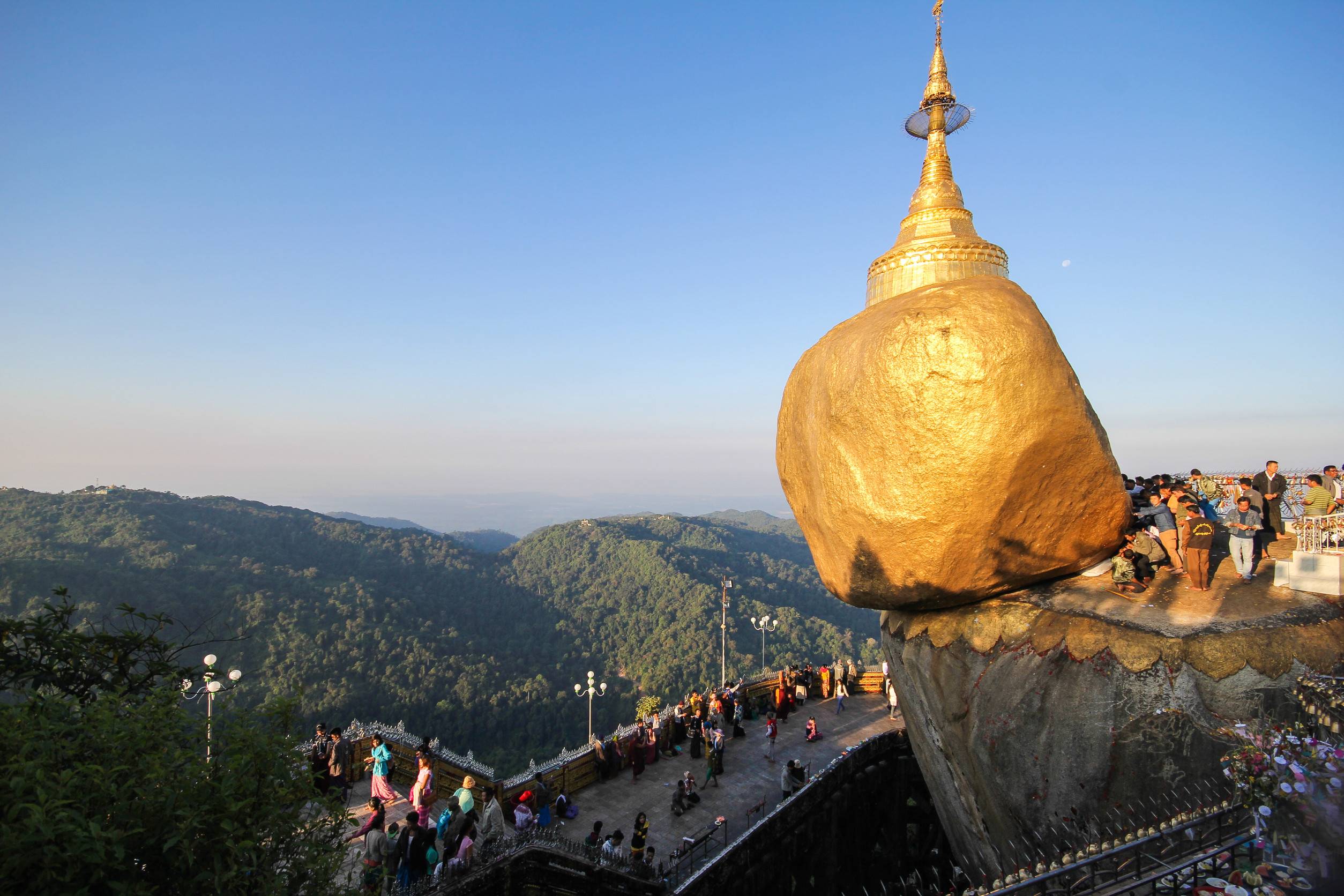 Golden Rock Pagoda Overlooking The Myanmar Hills