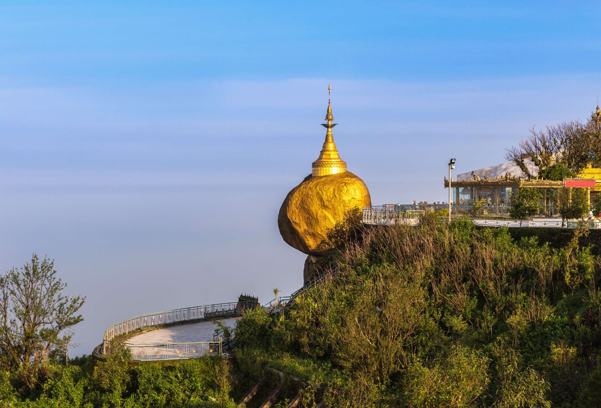Kyaikhtiyo pagoda or golden rock most important Buddhist pilgrimage site located in Mon state