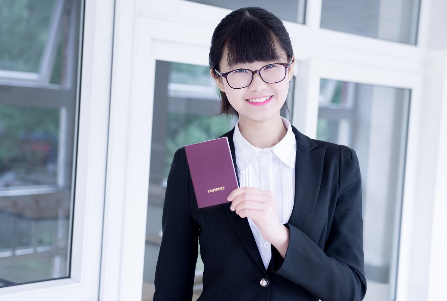 Modern Business Woman Holding Passport