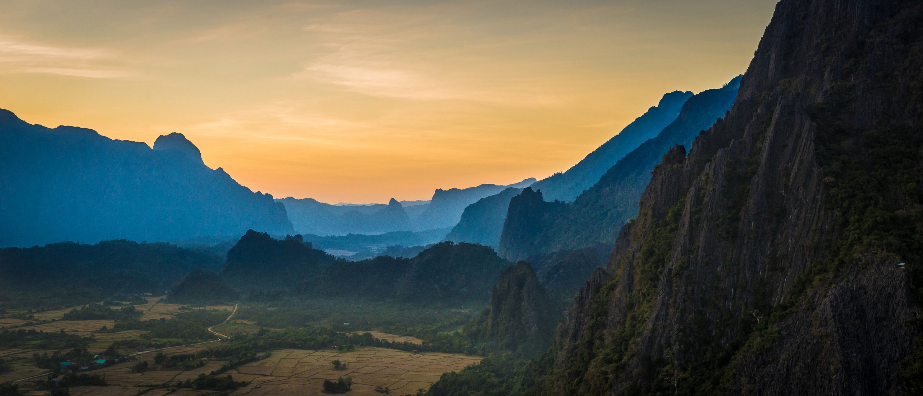 Mountain In Evening At Vang Vieng Laos