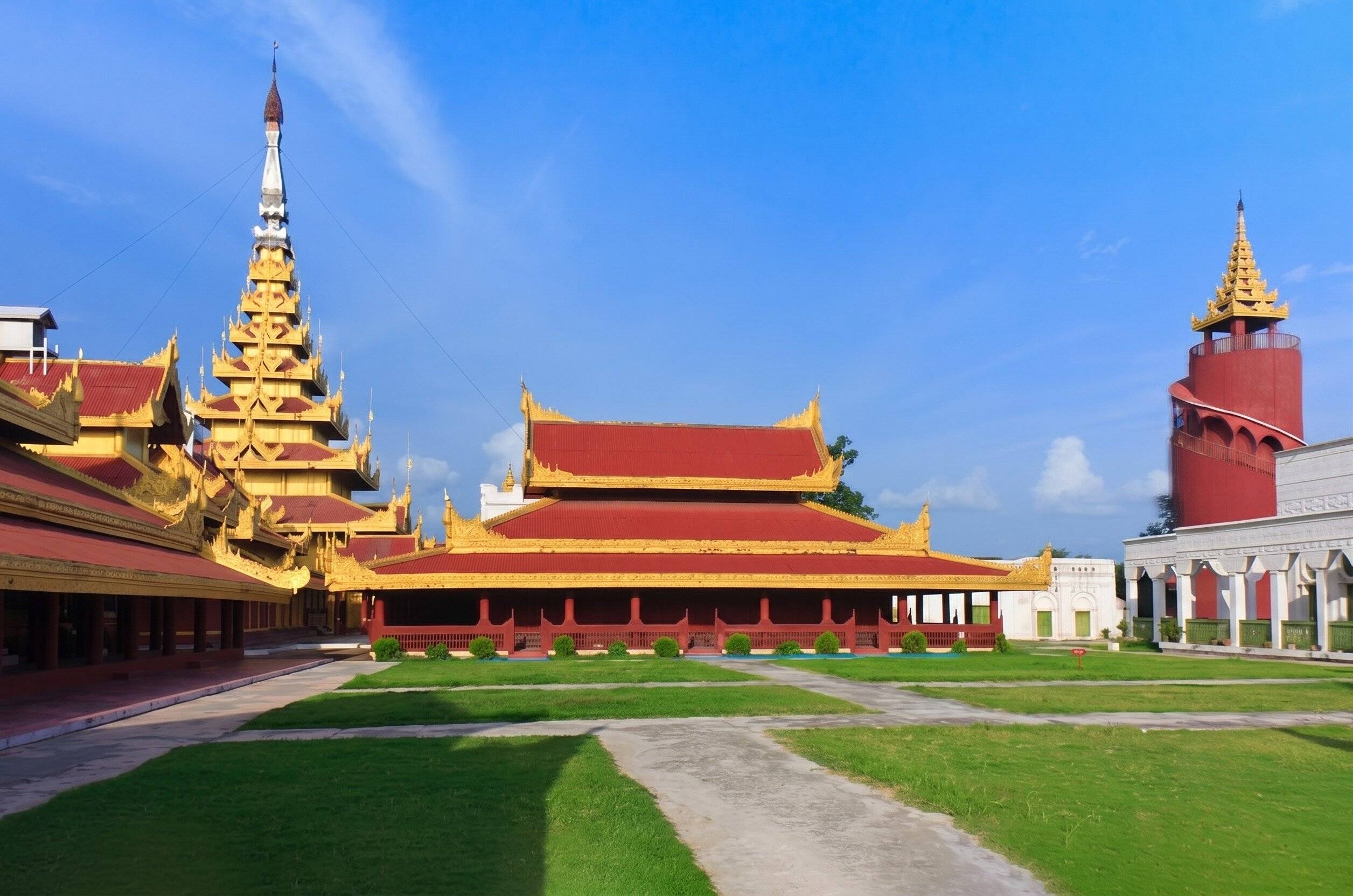 One Of The Lawns Of Mandalay Royal Palace In Myanmar