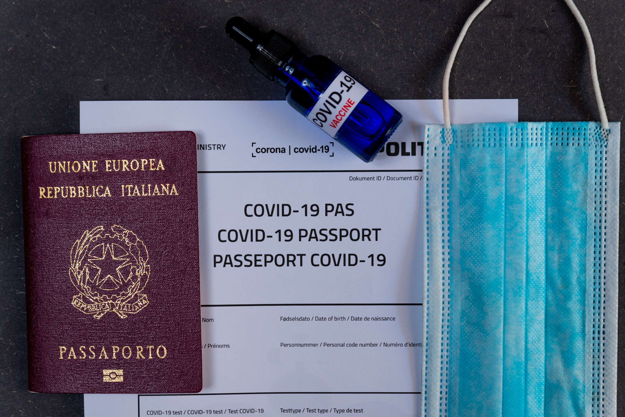 passport concept traveling and tourism during COVID vaccination campaign with