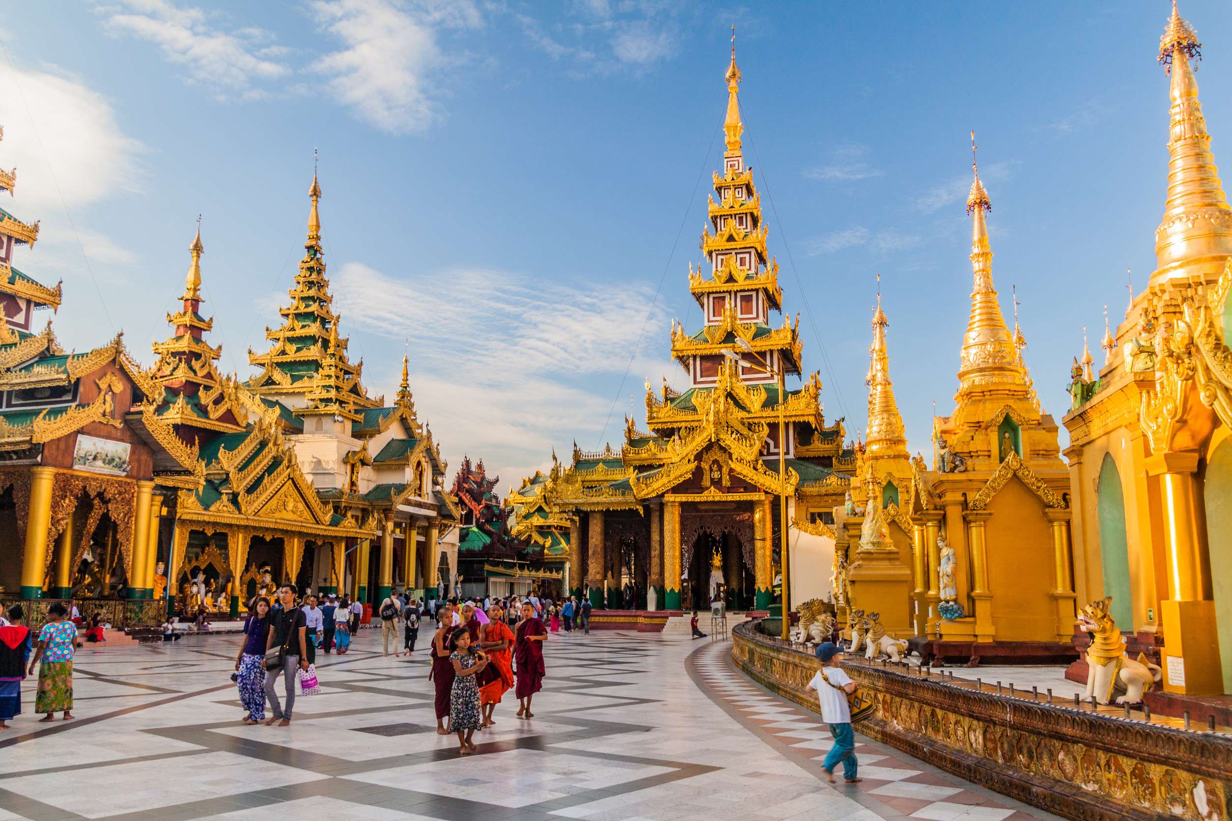 People visit Shwedagon Paya Pagoda in Yangon Myanmar