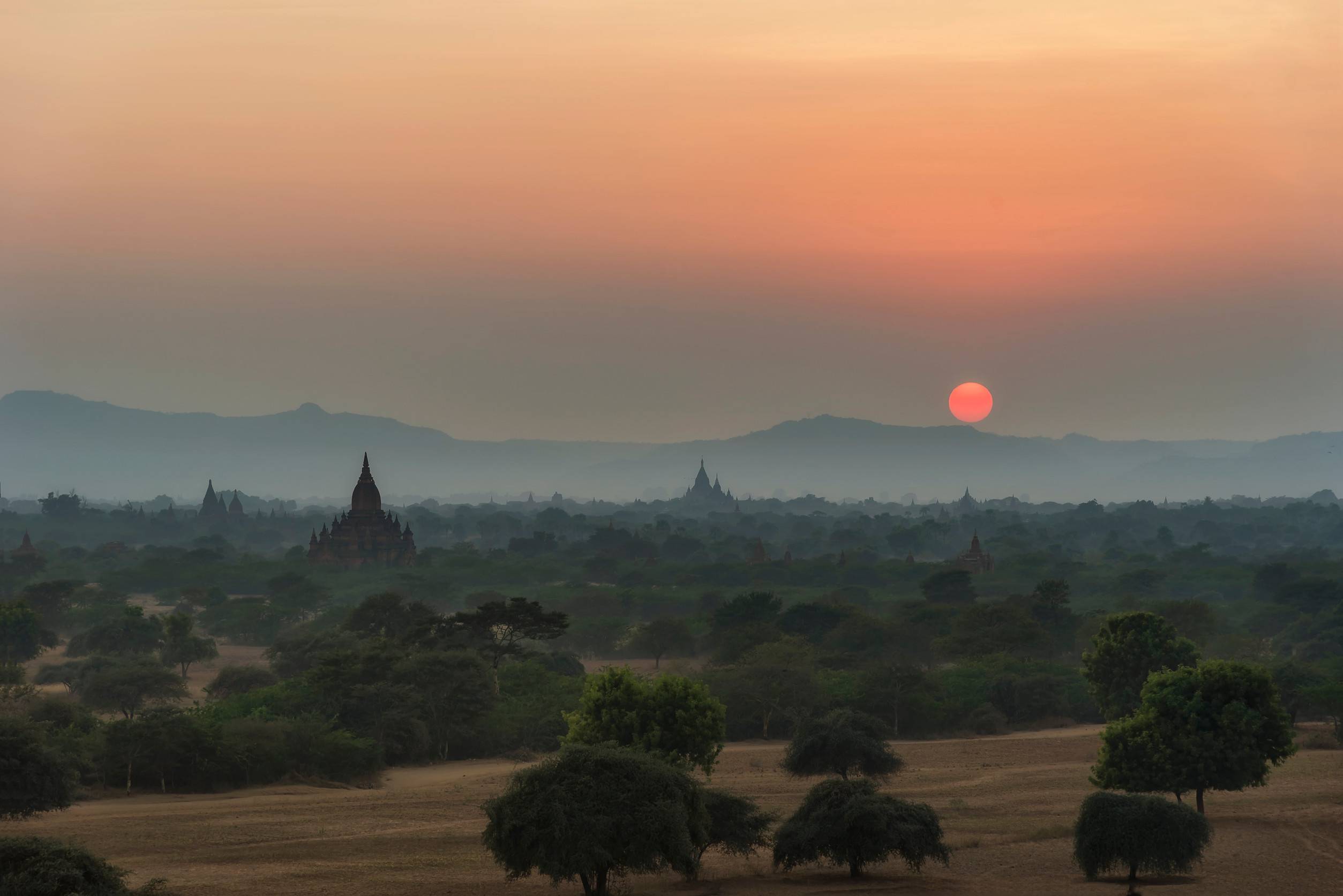 Sunset In The Territory Of Ancient Civilizations Bagan Myanmar