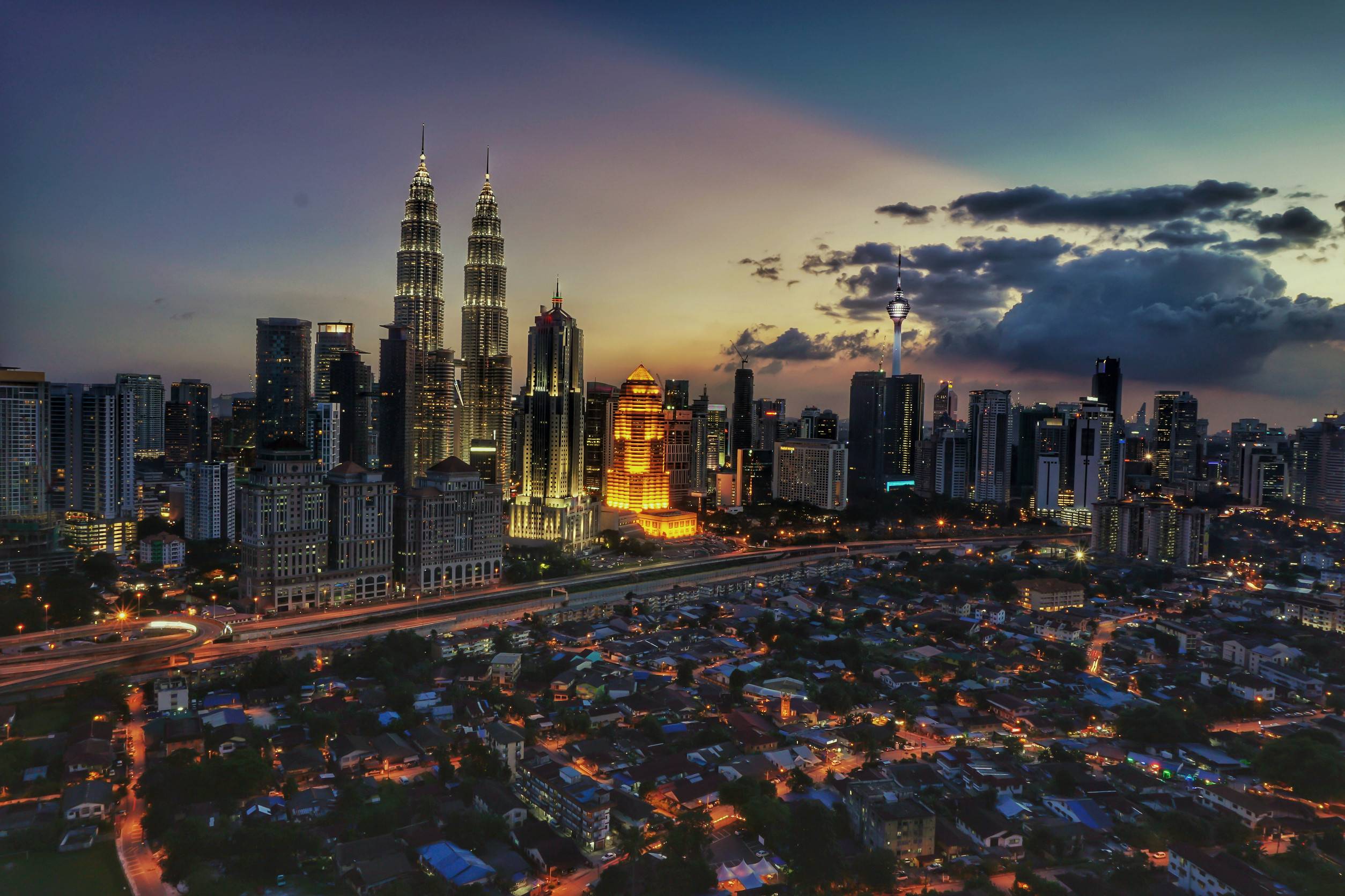 Top View Of Kuala Lumper Skyline At Twiligh