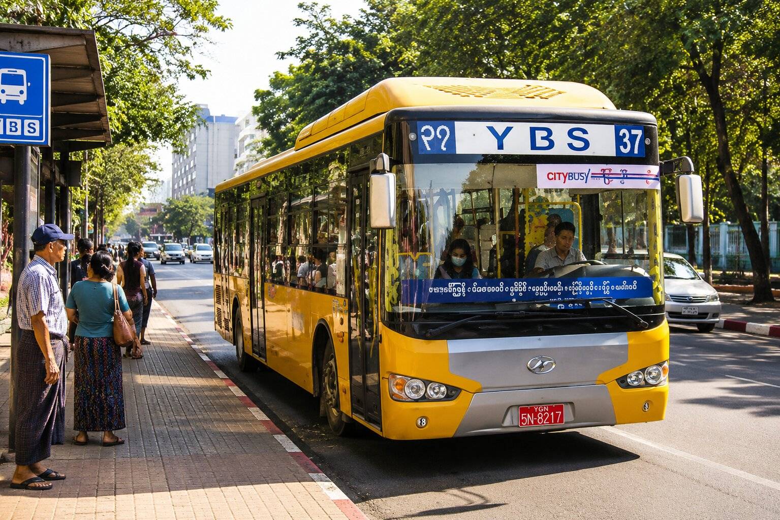 Yangon bus service in Myanmar