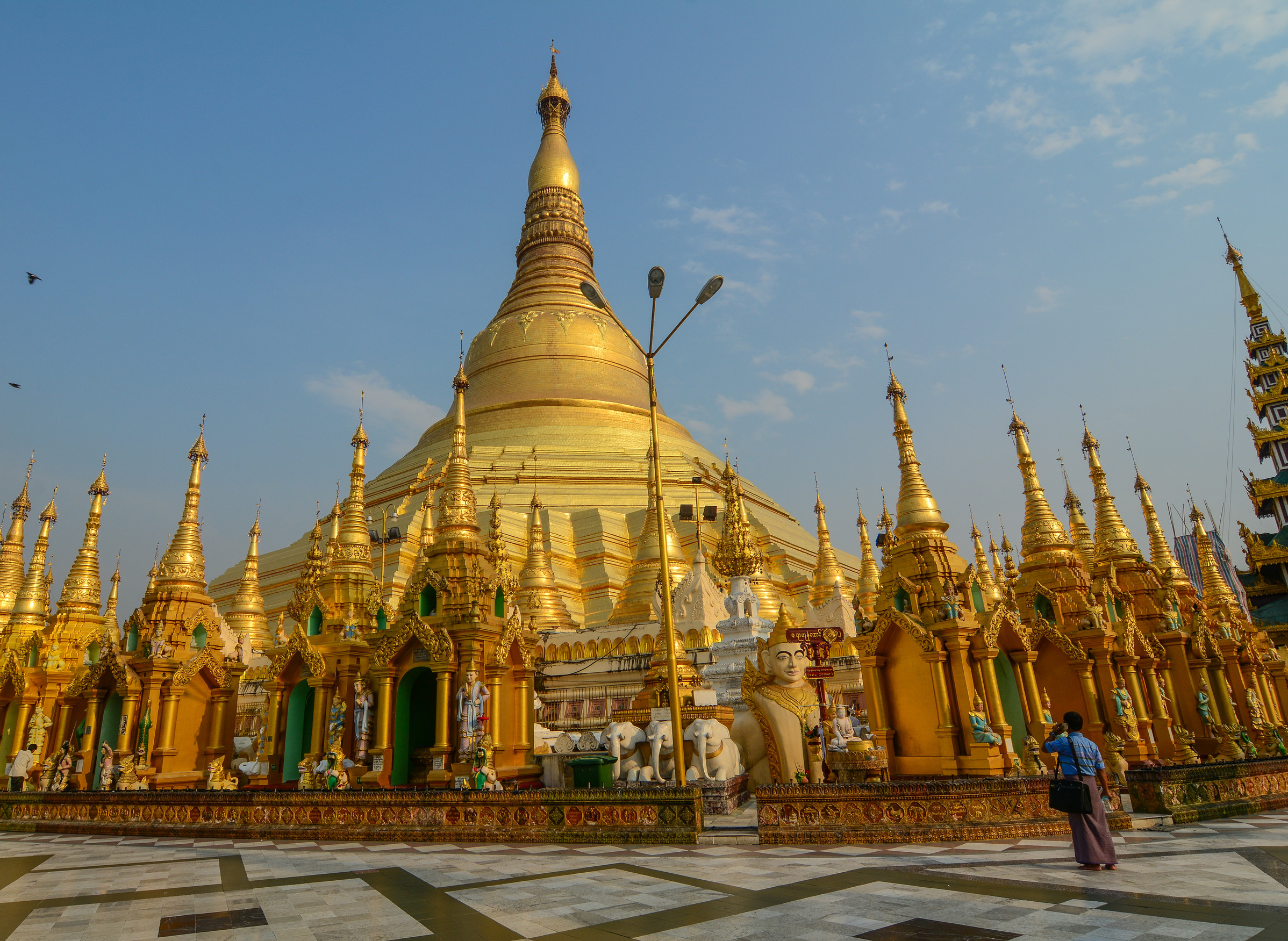A gilded stupa located in Yangon, Myanmar.