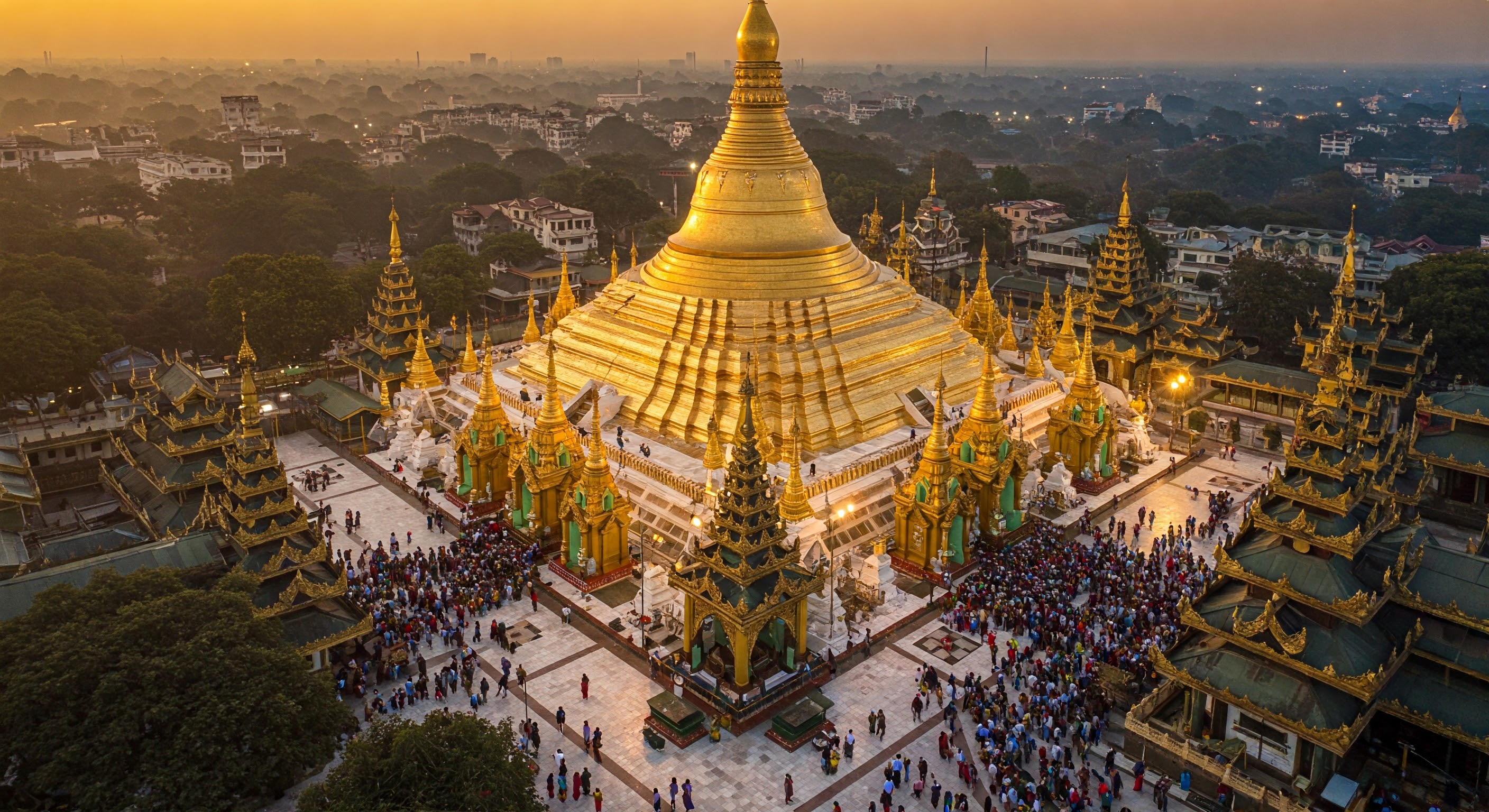 Shwedagon Pagoda (officially named Shwedagon Zedi Daw) and also known as the Great Dagon Pagoda. A gilded stupa located in Yangon, Myanmar.